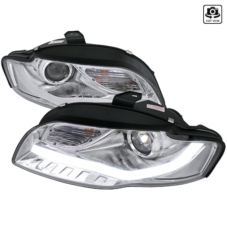 Spec-D Tuning 06-08 Audi A4 Projector Headlight Chrome R8 Style With LED Signal 2LHP-A406-8V2-TM
